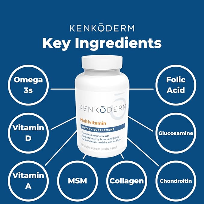 Kenkoderm Multivitamin for Psoriasis, Skin Care 120 Capsules 3, Vitamin 60 Day