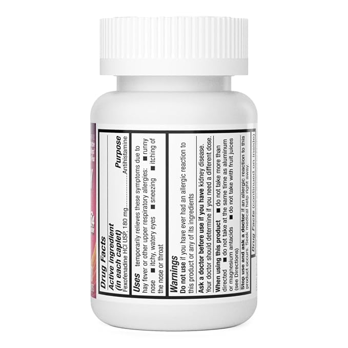 HealthA2Z® Allergy Relief 180mg | 90 Caplets 24-Hour Antihistamine
