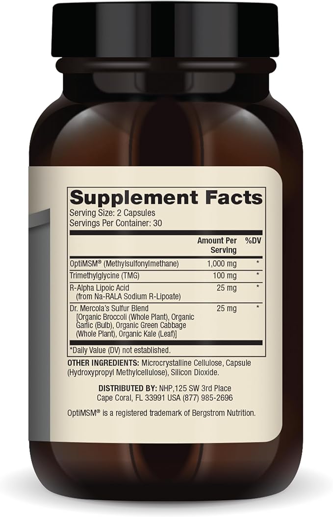 Dr. Mercola, MSM Methylsulfonylmethane Sulfur Complex 30 Servings (60 Capsules),