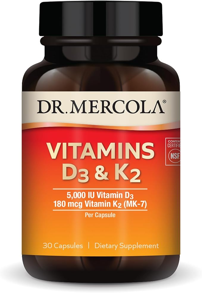 Dr. Mercola Vitamins D3 & K2, 30 Servings (30 Capsules),