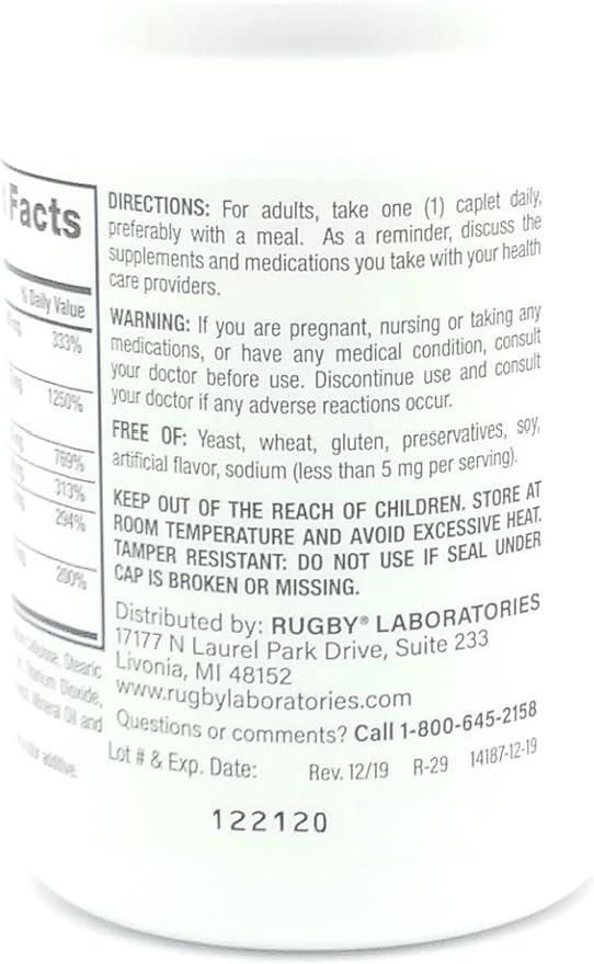 Rugby Vitamin B Complex with Vitamin 130 Caplets