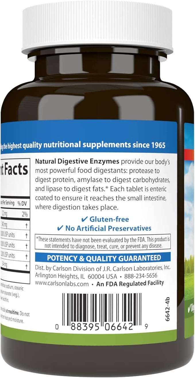 Carlson - Natural Digestive Enzymes, Digestive #34 with 250 Tablets