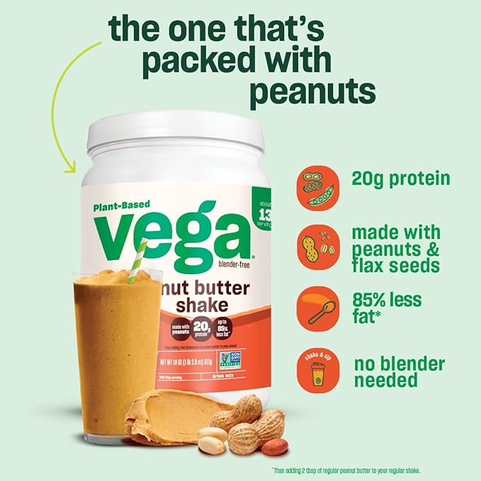 Vega Nut Butter Shake, Peanut Butter 20g Protein, 1.39 lbs