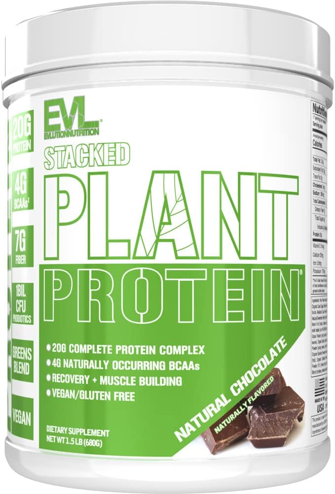 Evlution Nutrition Stacked Plant Protein Powder, 1.5 LB
