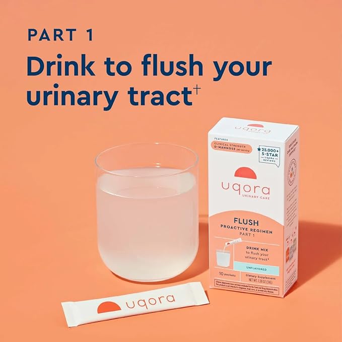 Uqora Flush - Urinary Tract* with D-Mannose, Vitamin C, Vitamin B6, Potassium, Magnesium & Calcium - Gluten-Free & Vegan - Unflavored - 20 Packets (2 Pack)