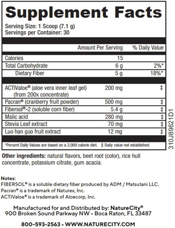 Aloe-Cran Sugar Free Drink Mix Supplement| 30 Servings
