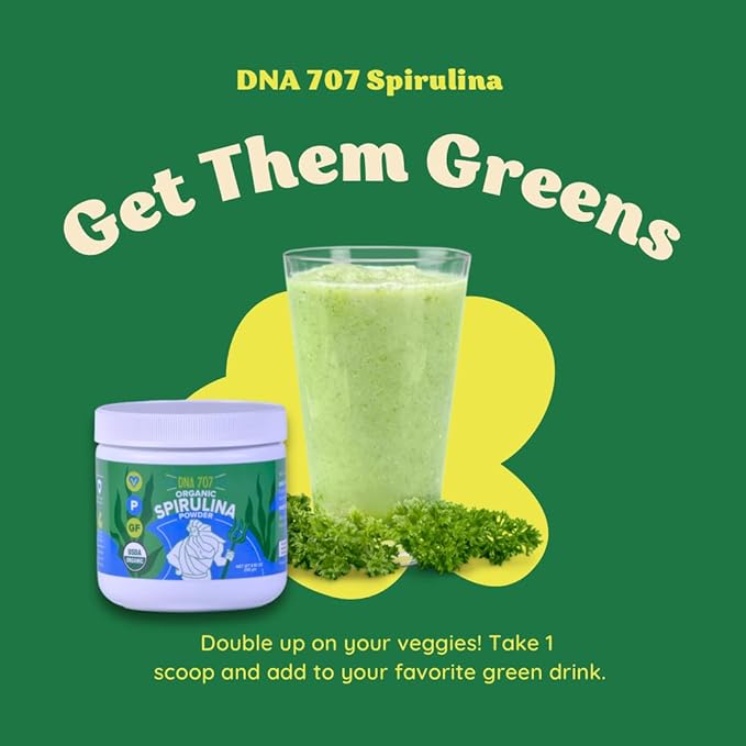 MATCHA DNA DNA707 Premium Organic Spirulina Powder 83 Servings (8.82 oz 250g) Sustainably 100% Vegetarian (250 g