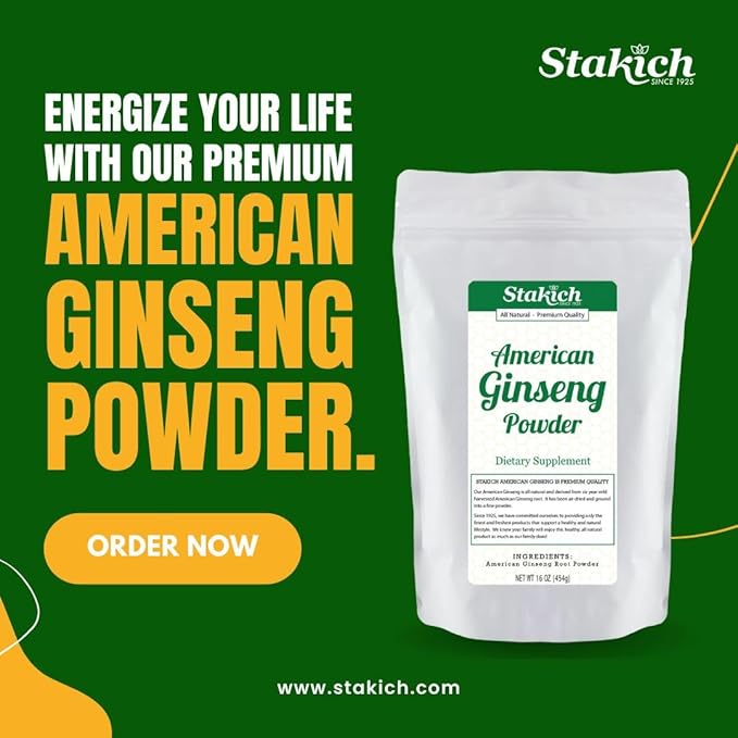 Stakich American Ginseng Root Powder 1 Pound (1 Pound)
