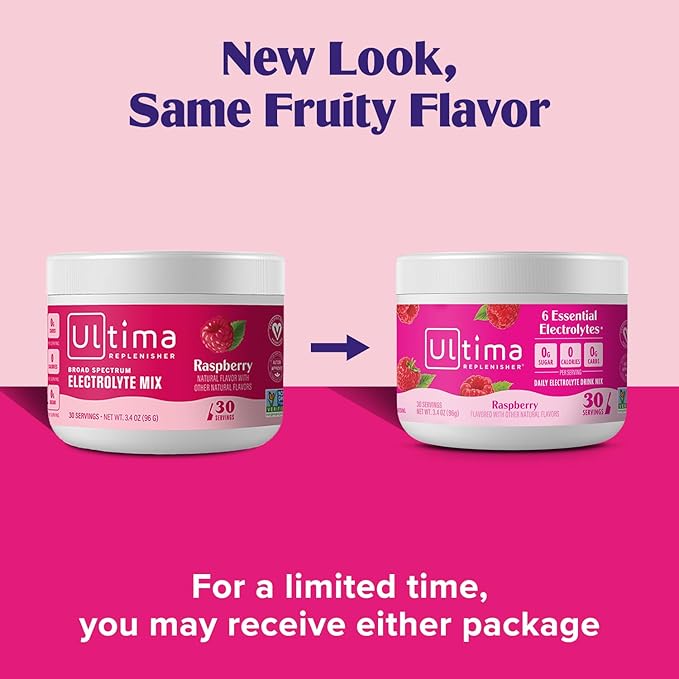 Ultima Replenisher Daily Electrolyte Powder Drink Mix – Raspberry, 30 Servings – Hydration Powder with 6 Key Electrolytes and Trace Minerals – Keto Friendly, Vegan, Non-GMO and Sugar-Free