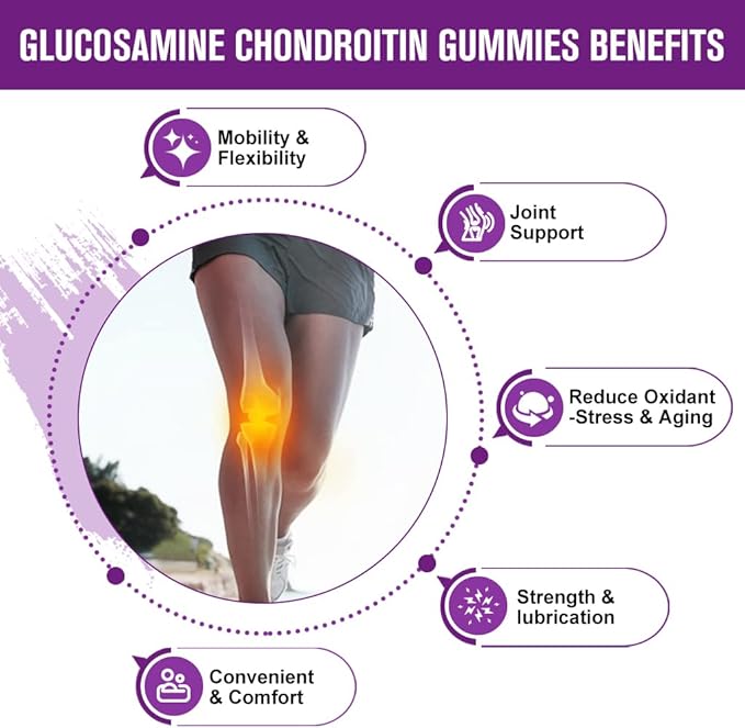 Glucosamine Chondroitin Gummies - Extra Strength Joint Support Supplement with MSM Elderberry & Calcium for Natural Joint, Antioxidant Immune Support for Adults, Men & Women