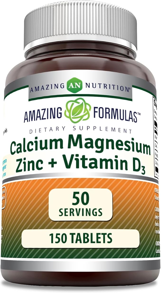 Amazing Formulas Calcium Magnesium Zinc + D3 Supplement 150 Tablets