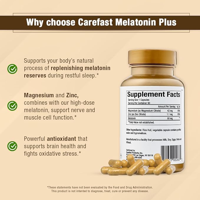 60mg Melatonin Plus Extra Strength High 90 Capsules
