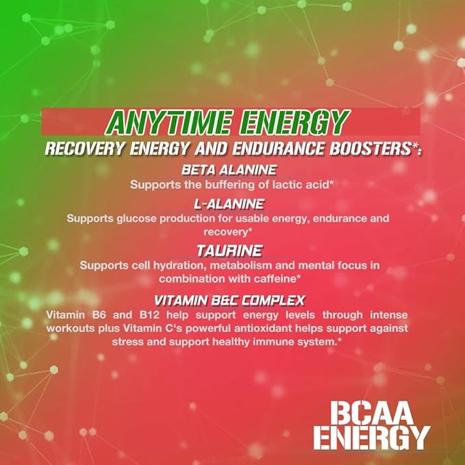 EVL BCAAs Amino Acids Powder - BCAA Energy Pre Workout Powder for Muscle Recovery Lean Growth and Endurance - Rehydrating BCAA Powder Post Workout Recovery Drink with Natural Caffeine - Watermelon