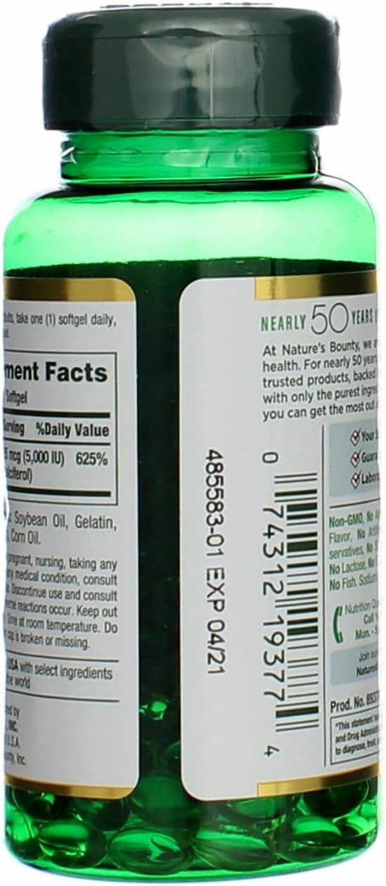 Nature's Bounty, D 5000 Iu Softgels, 100 ct