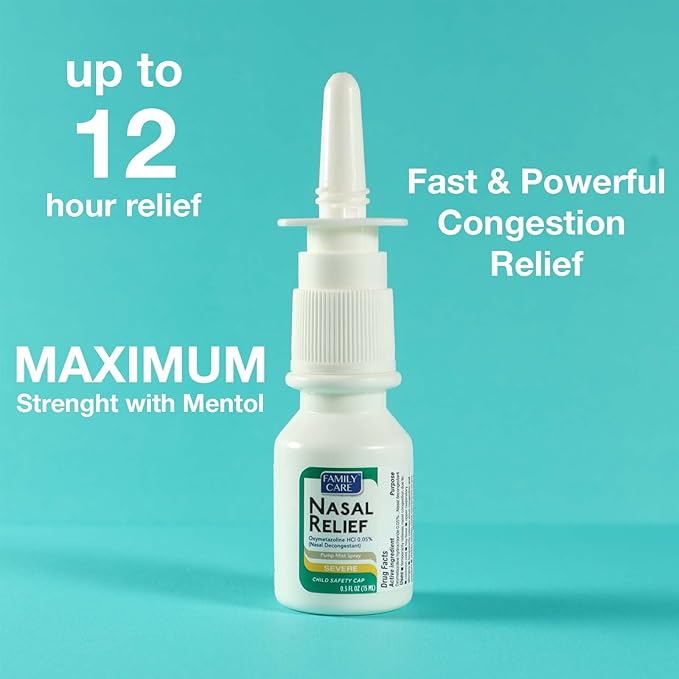 FamilyCare Nasal Relief Spray, Pump Mist, 12 Hours, 3 Pack
