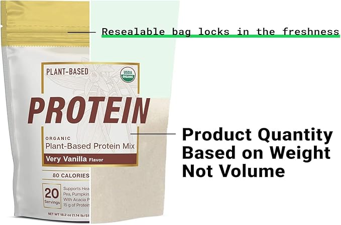 Essential Elements Organic Pea Protein Powder 20 Servings, 18oz