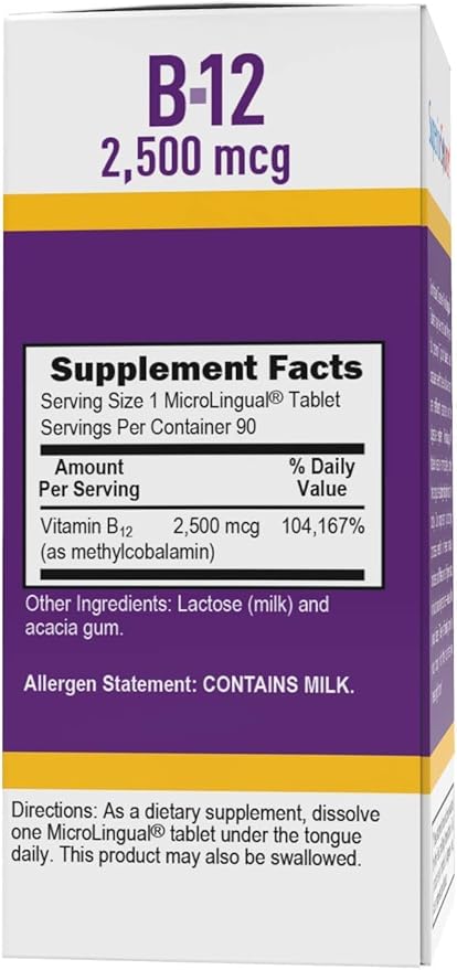 Superior Source No Shot Vitamin B12 2500 mcg, 90 Count, B12, Supports