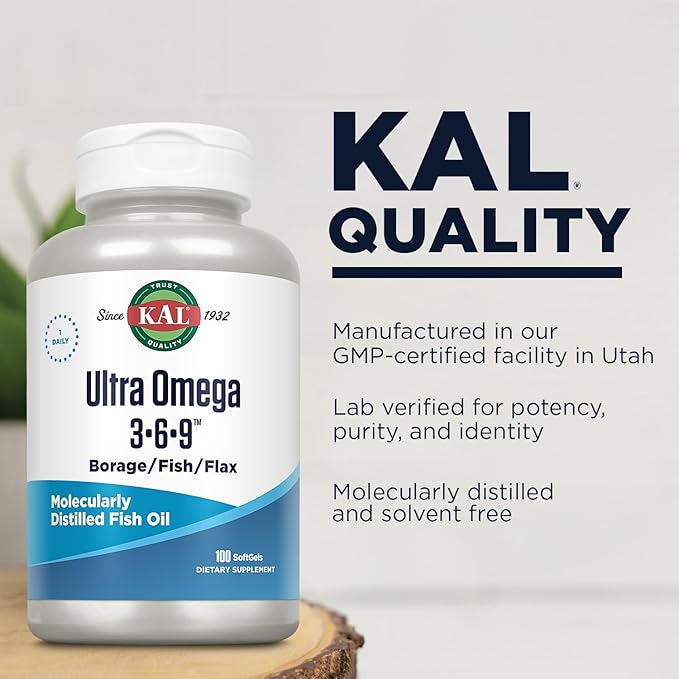 KAL Ultra Omega 3-6-9 1200mg 100 Softgels