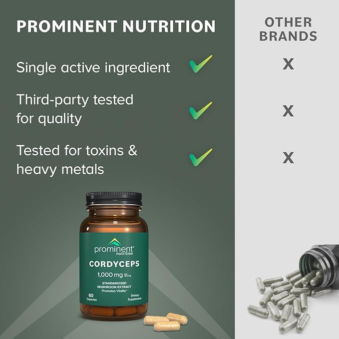 Cordyceps Mushroom Capsules 1000 mg, 60 Count