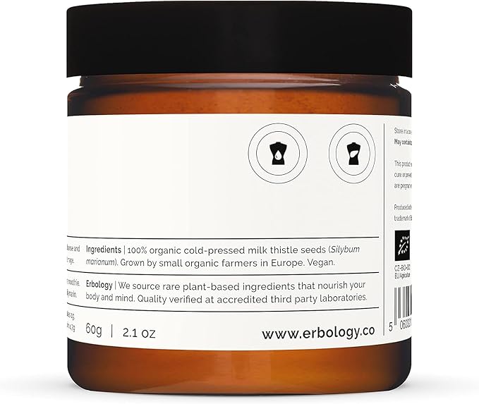 Erbology Organic Milk Thistle Powder 2.1 oz 20 Servings 180mg Silymarin 100% Milk
