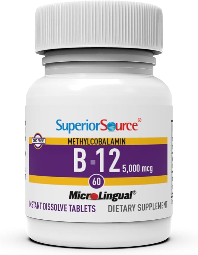Superior Source No Shot Vitamin B12 5000 mcg, 60 Count, B12, Supports