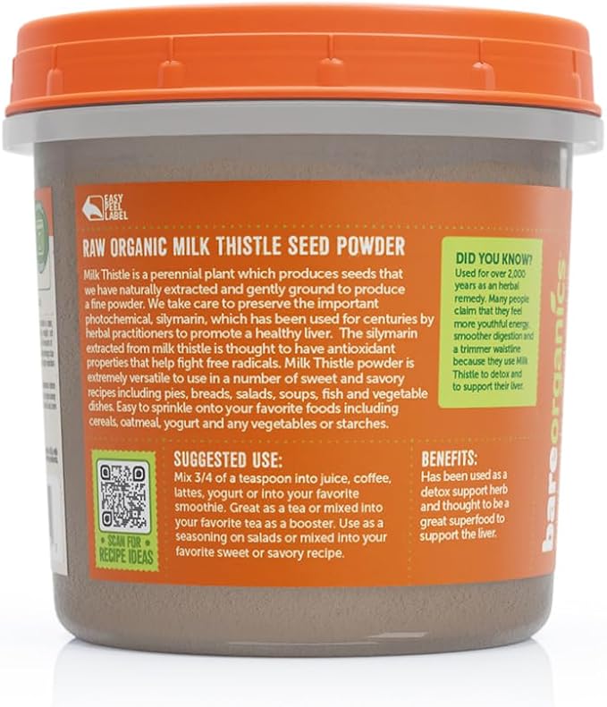 BareOrganics Milk Thistle Seed Powder, Superfood 8 Ounces