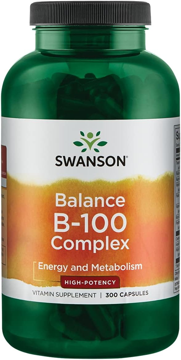 Swanson B-100 B-Complex Vitamins Energy Cardio 300 Capsules
