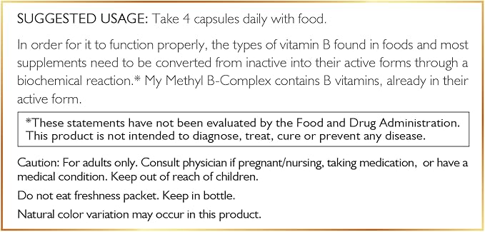 High Potency Methyl B Vitamins Active 5-MTHFR - 120 Capsules