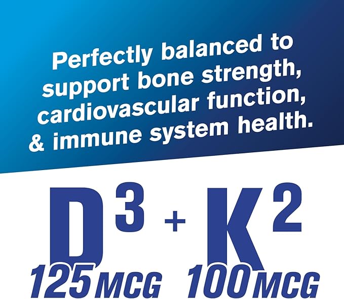 GAT SPORT Vitamin D3 K2, 5000 IU (125 mcg) Vitamin D, 60 Day Supply, Dietary Supplement for Bone, Teeth, Muscle and Immune Health Support, 60 Veggie Caps