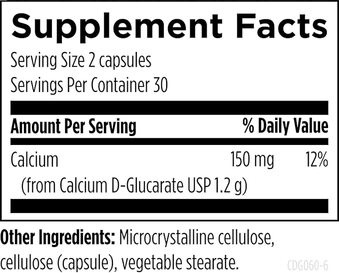 Designs for Health Calcium D-Glucarate - 1200mg CDG for Liver Support - Detoxification + Healthy Hormone Metabolism Support Supplement for Men + Women - Non-GMO, Soy-Free (60 Capsules)