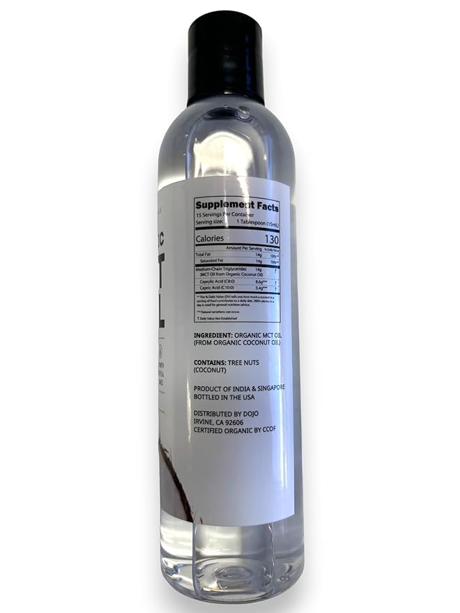Kate Naturals MCT Oil for Coffee. Pure Coconut MCT C8 and C10 Oil (8oz, Organic, Unflavored)