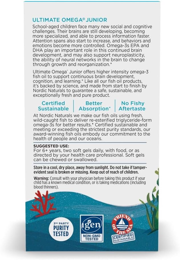 Nordic Naturals Ultimate Omega Jr., Strawberry 120 Mini 680 Total Omega-3s with 60 Servings