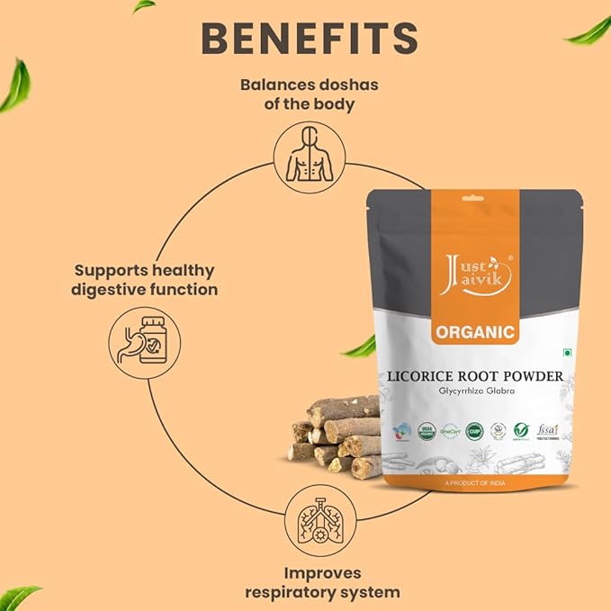 Just Jaivik 100% Organic Licorice Root Powder 227 gm 0.5 lb