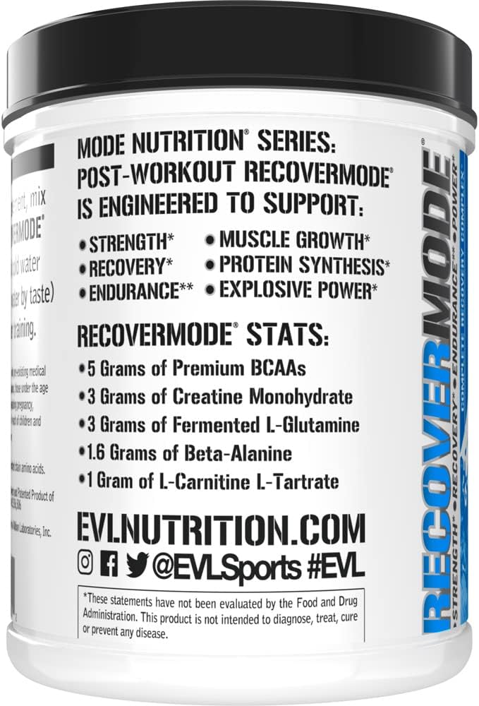 Evlution Nutrition Recover Mode- Complete Post Workout with BCAAs, Immunity Support, Vitamin C, D & E, Electrolytes, Hydration, Creatine, Glutamine, Beta-Alanine, L-Carnitine, 30 Serve, Blue Raz