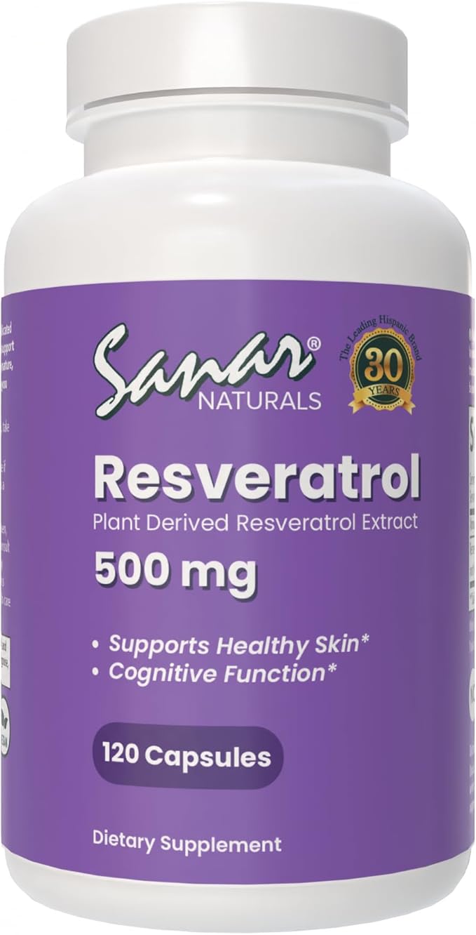 Resveratrol Supplement 500 mg – Supports Healthy Aging, Cognitive Function, and Heart Health - Plant Based Trans Resveratrol - Vegan, Non-GMO, 120 Capsules