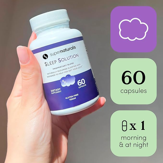 Health Sleep Solution, Sleep Supplement for Adults, Magnesium and Melatonin for Sleep Provides Natural Sleep Support, Vegan Ingredients, Gluten-Free Magnesium Sleep Supplement, 60 Capsules