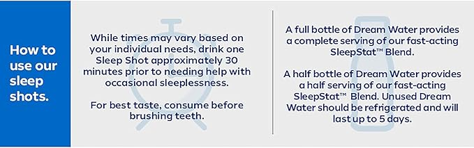 Dream Water Sleep Aid Supplement Drink; 5mg, GABA, 5-HTP; Zero 2.5 oz 24-Count