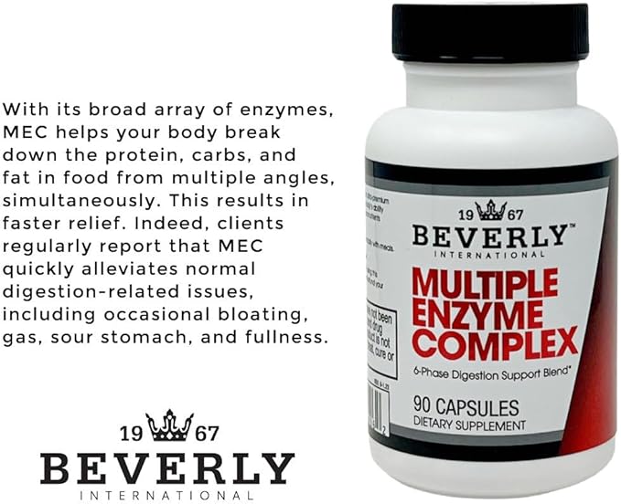 Beverly International (MEC Multiple Enzyme Complex, 90 Capsules. an Ultra-Premium Digestive Aid Helping Bodybuilders, Athletes and Fitness Enthusiasts Digest Their Meals More Easily. Take with Food.