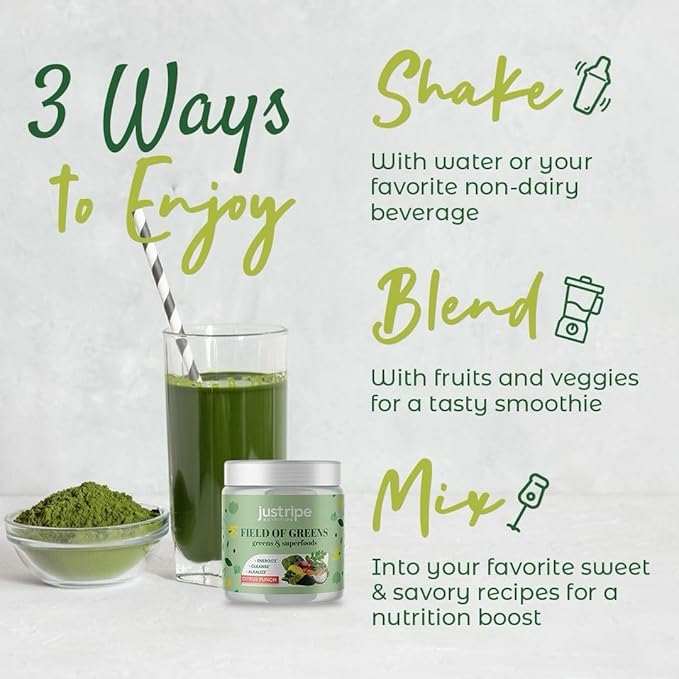 Field of Greens Superfood Powder with Organic Spirulina, Chlorella, Beet Root Powder - Bacillus Coagulans Probiotic, A Plant-Based Mix Supporting Gut Health, Immunity, Bloom into Health, 28 Scoops (1)
