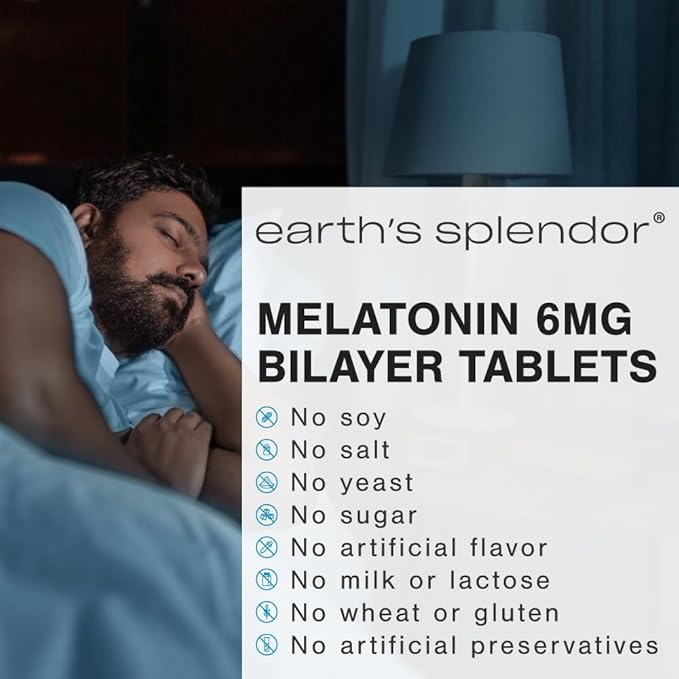 Earth's Splendor Melatonin 6 MG Bilayer 60 Count 2 Month