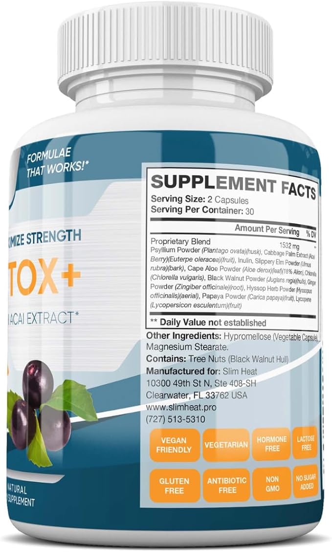 Detox Cleanse for Weight Loss - Natural Gut & Intestinal Cleanse Pills - Proprietary Blend with Psyllium Husk - Keto Detox for Women & Men - Non-GMO, NSF Certified, Made in USA - 60 Capsules