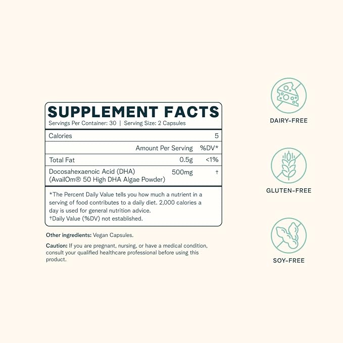 Ora Organic Vegan Omega 3 Supplement 500mg DHA 60 Capsules