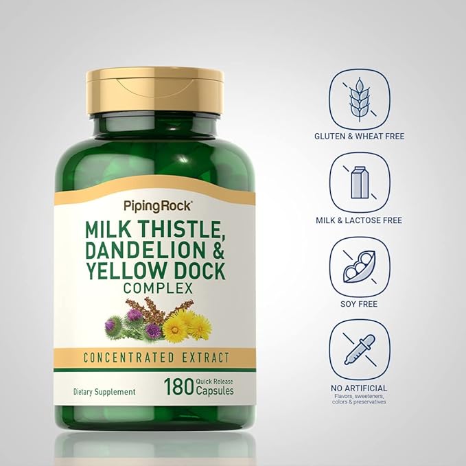 Piping Rock Milk Thistle, Dandelion & 180 Capsules