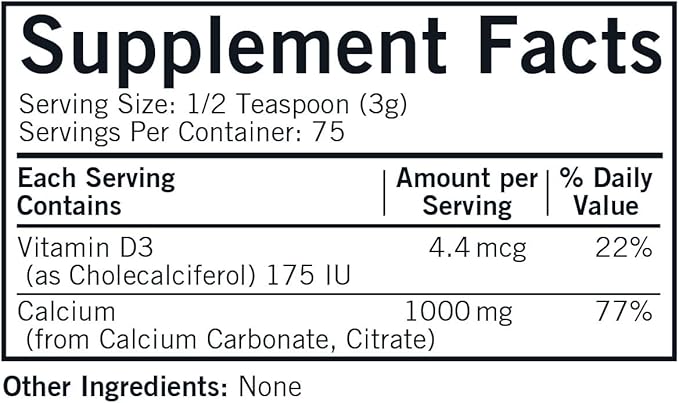 Kirkman - Calcium with Vitamin D3 Powder - 8 oz - Essential Minerals - Helps Maintain Strong Bones - Unflavored