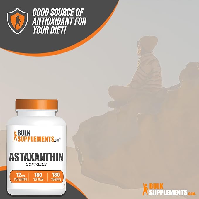 BulkSupplements.com Astaxanthin 12mg 180 Softgels 1 Astaxanthin (180 Softgels)