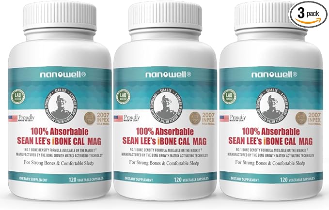 Sean Lee's iBone Cal Mag 120 Vegetable Capsules X 3 Bottles for 3 Months - Bone Health, Calcium Supplement (360 Count)