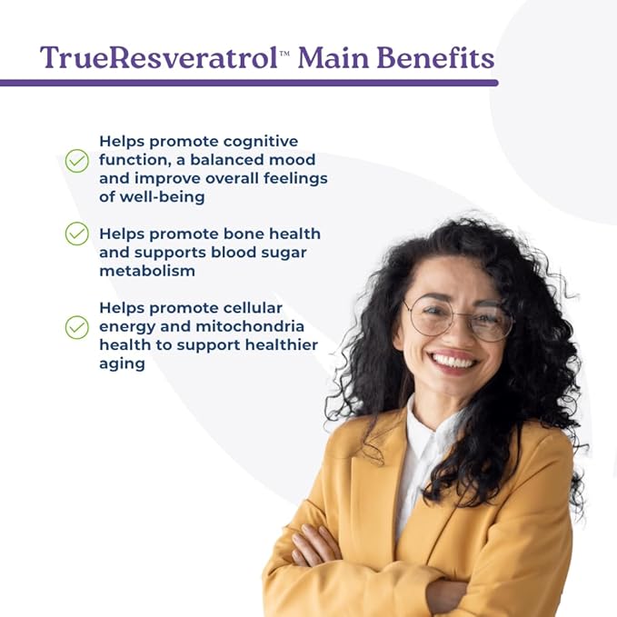 NatureCity TrueResveratrol – Resveratrol Supplement & Anti-Aging Support with 75mg Trans-Resveratrol (98% Pure Veri-te) for Heart, Immune, Bone & Cognitive Health | 60 Veggie Capsules