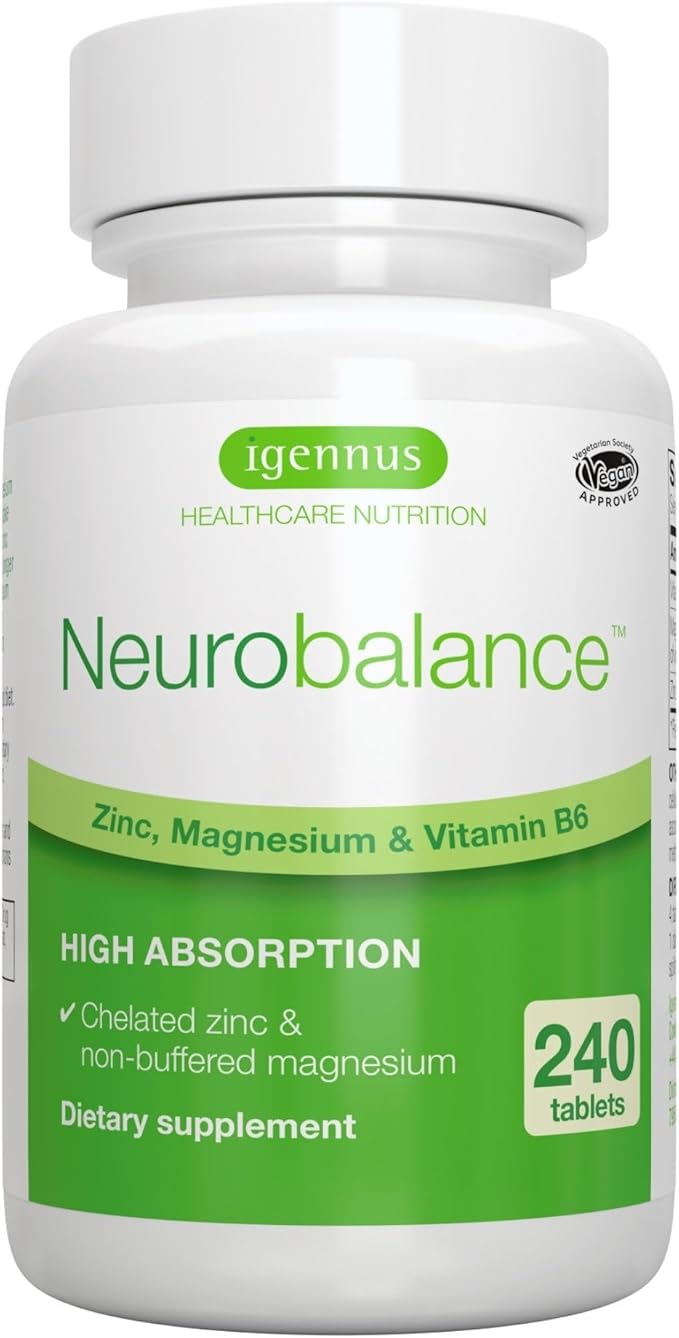 Neurobalance, High Absorption Zinc Magnesium B6 24mg, Oxide-Free B6, 240 240 Tablets,