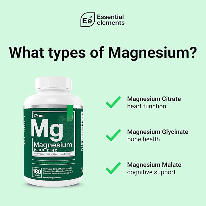 Essential Elements Magnesium & Zinc D3 for 200mg - 3 Month
