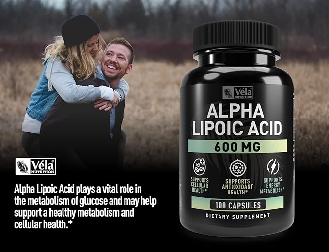 Alpha Lipoic Acid Supplement (ALA) + 600mg Per 100 Capsules